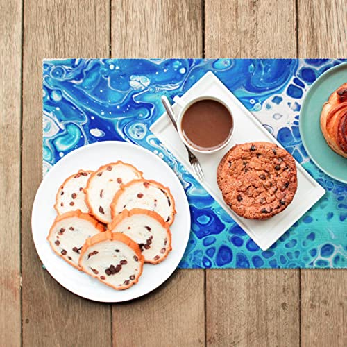 Sets de table résistant à la chaleur motif abstrait bleu acrylique - 7