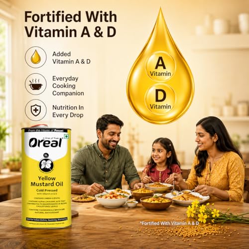 Image of Oreal Yellow mustard 5 Litres can, cold pressed unrefined mustard | Pili sarso cooking Oil (From the House of Pansari)