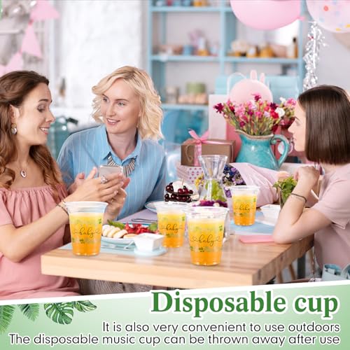 Funnymoom 60 Pack Sage Eucalyptus Baby Shower Plastic Cups For Baby Shower Party Decorations 12 Oz Greenery Baby Shower Disposable Clear Cups For Baby Shower Birthday Boho Greenly Party thumb #4