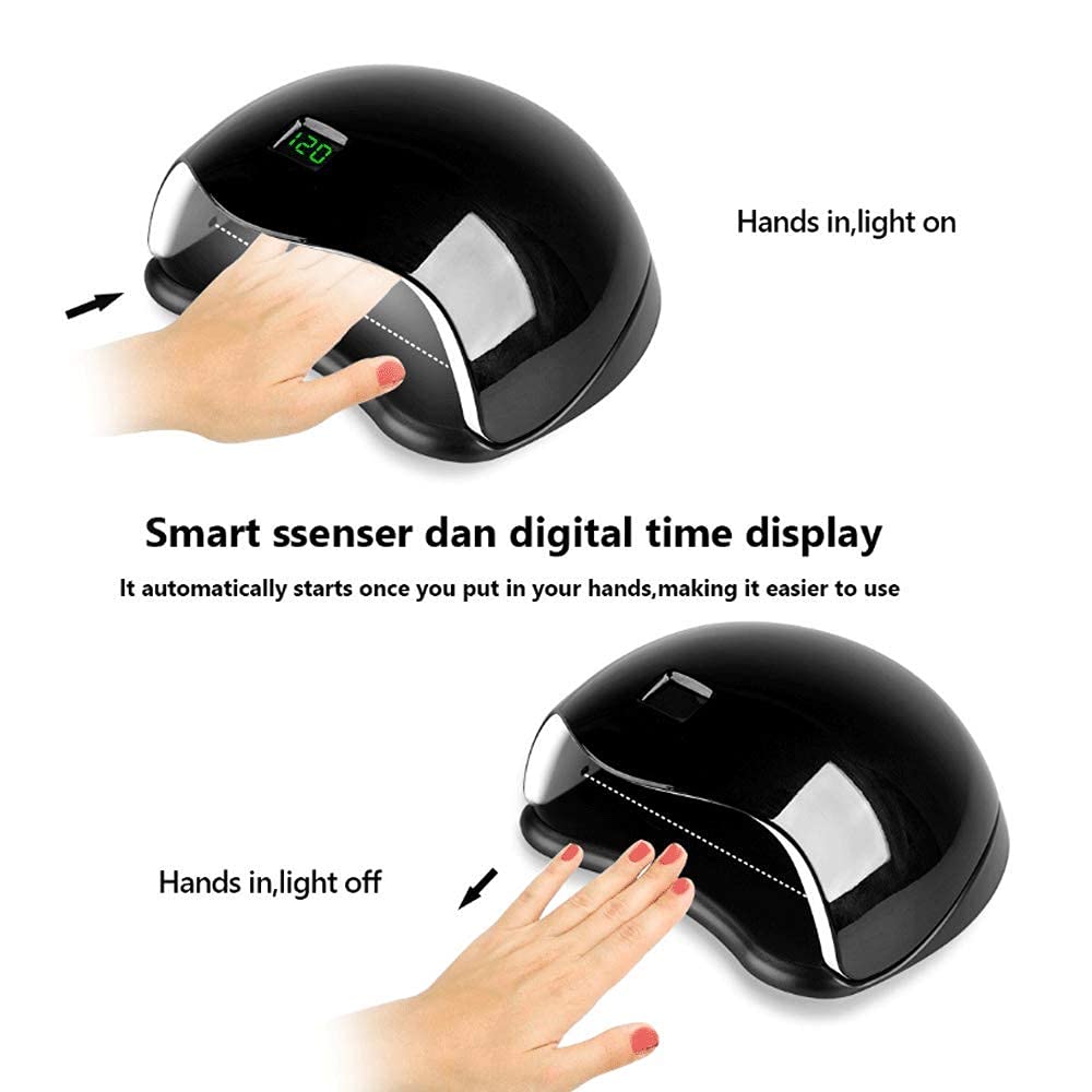 Lampada per Unghie Cordless con Ricarica USB, Lampada Portatile Wireless ad Asciugatura Rapida da 48 W Lampada per Fototerapia a Induzione a Led Hine Gel per Smalto per Unghie Lampada Pro Uv (Nero),
