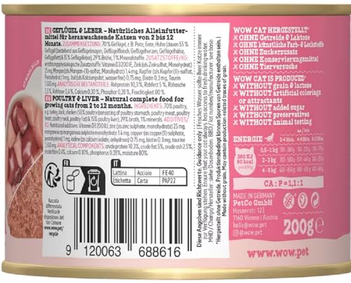 Wow Cat Junior Paté Geflügel & Leber 6x200g
