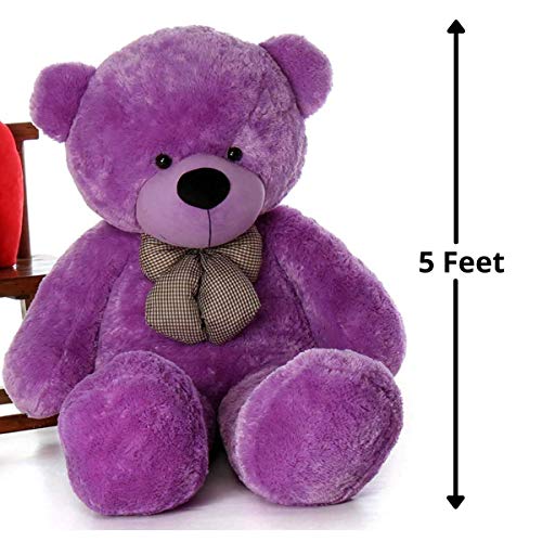 Image of Giant Teddy Bear 5 Feet - Soft Plush Stuffed Toy for Kids & Girlfriend, Soft Toy for Kids - Birthday Gift for Girls, Plush Toy Big Cuddly Hugging Bear, Gifts for Valentine's Day (Purple)