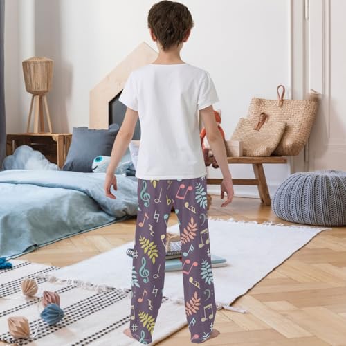Boy's Pants Music Notes and Leaf Jogger Pants Elastic Waist Long Bottoms Trousers with Pockets 6-14 Years3