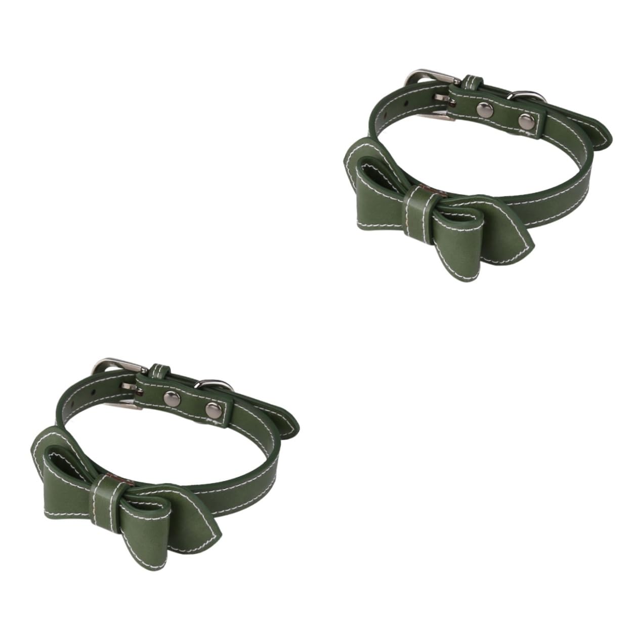 Kisangel 2 Piezas Collar de Lazo de Gato Mascota Collar de Gato Entrenamiento canino separarse Collares para Cachorros básico Collar Perro pequeño Collar de Perro PU Corbata de moño Cuello