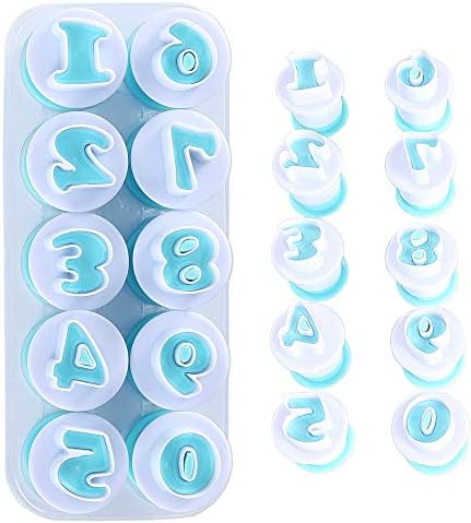 Nuoda 0-9 Numbers Cake Mold,Fondant Cookies Plunger Cutter Mold,DIY Chocolate Sugarcraft Stamp Impress,Cake Decorating Tools,Kitchen Life Durable Food Grade Plastic-Easy Cleanup (Number)