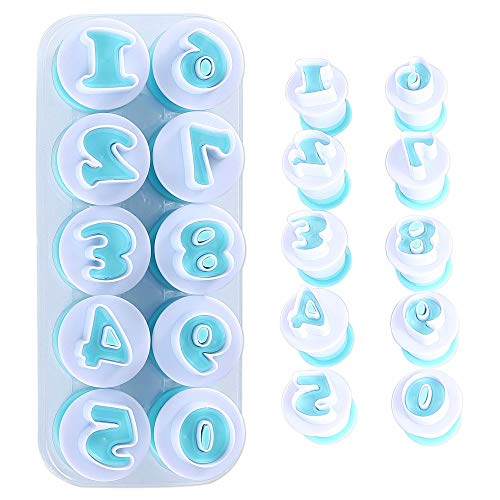 Nuoda 0-9 Numbers Cake Mold,Fondant Cookies Plunger Cutter Mold,Diy Chocolate Sugarcraft Stamp Impress,Cake Decorating Tools,Kitchen Life Durable Food Grade Plastic-Easy Cleanup (Number) #TOP3