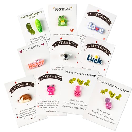 mountova Pocket Hug 10 Sets, DIY Cute Mini Encouragement Gifts with Cute Resin Tokens Inspirational Thinking of You Keepsake Long Distance Friendship...