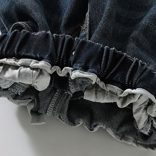 Girls Wide Leg Jeans Elastic Waist Straight Leg Baggy Trousers Fall 𝗩intage Streetwear Solid Denim Pants3