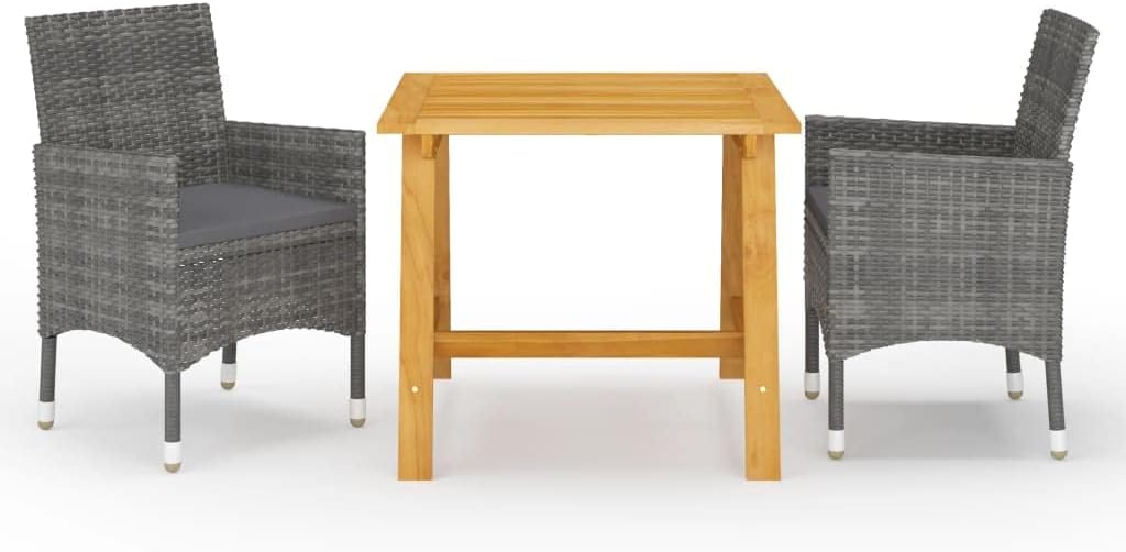 3 Piece Patio Dining Set,Conversation Furniture,Afternoon Tea Suit,Garden Casual Furniture,Suitable for Balcony, Deck, Backyard, Patio, Garden, Poolside, etc. Gray