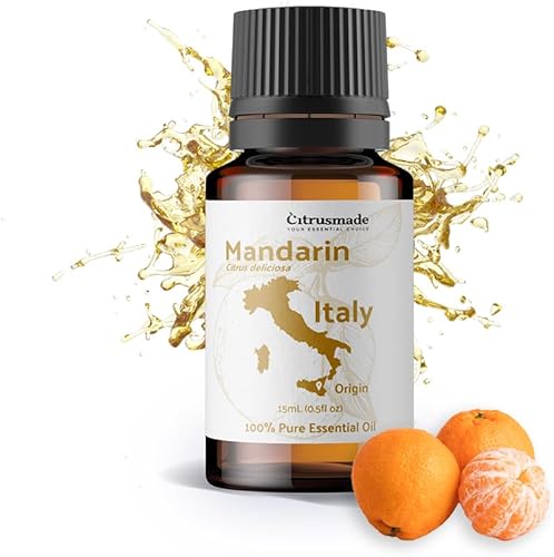 Aceites esenciales de mandarina pura  Aceites esenciales para difusores aromaterapia y humidificadores (0.5 onzas líquidas)  Promueve el descanso y