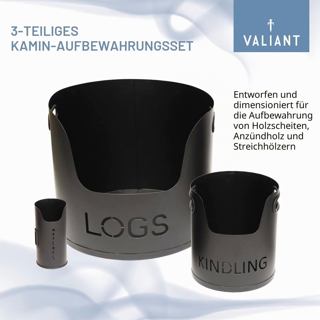 Valiant Kaminbesteck aus Metall, 3-teilig, Schwarz