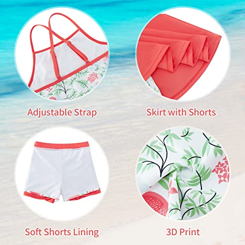 Image of Girls Tankini Swimsuit Two Piece Bathing Suit with Adjustable Strap 3-13 Years