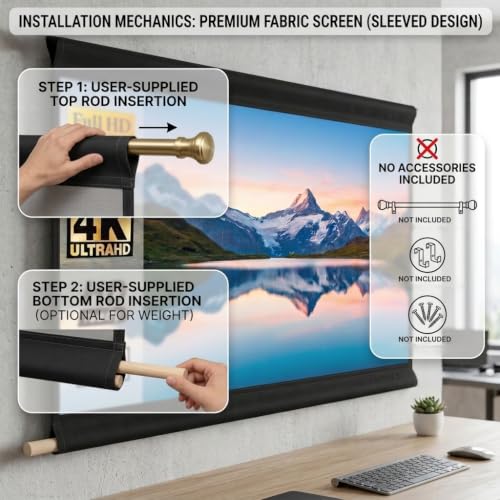 Image of TONZO Portable Fabric Projector Screen (Anti-Light) (Anti-Crease) Wrinkle-Free Ratio 120 Inch 4:3 Full HD 4k 3D Supported for Home Cinema, Theater, Indoor, Outdoor Movie-(5 Ft, (H) x 9Ft (W))