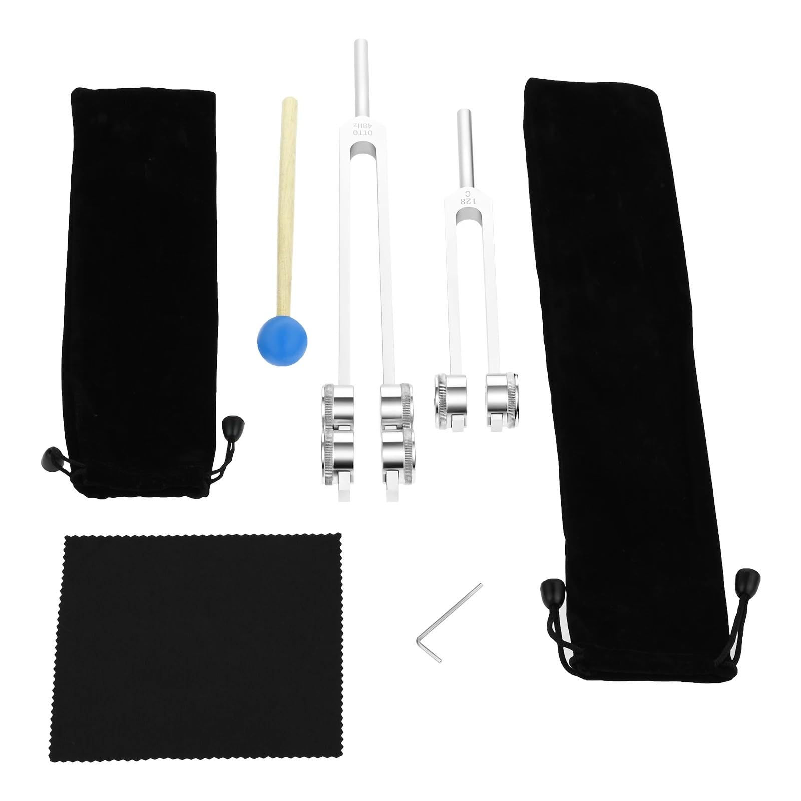 Otto 48hz 128c Afinador ponderado Diapasón de aleación aluminio para prácticas médicas Bolsa almacenamiento Instrumento musical