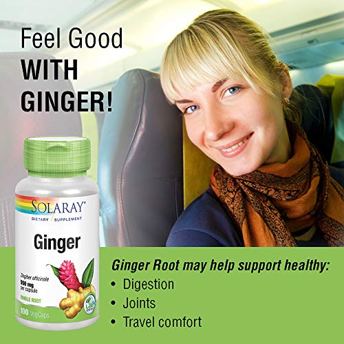 Solaray Ginger Root 1100Mg | Healthy Digestion, Joints And Motion & Stomach Discomfort Support | Whole Root | Non-Gmo & Vegan | 100 Vegcaps #TOP3