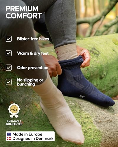 DANISH ENDURANCE Merino Wool Liner Hiking & Walking Socks, Blister Socks, Thermal, Breathable, for Men and Women - 2-Pack3