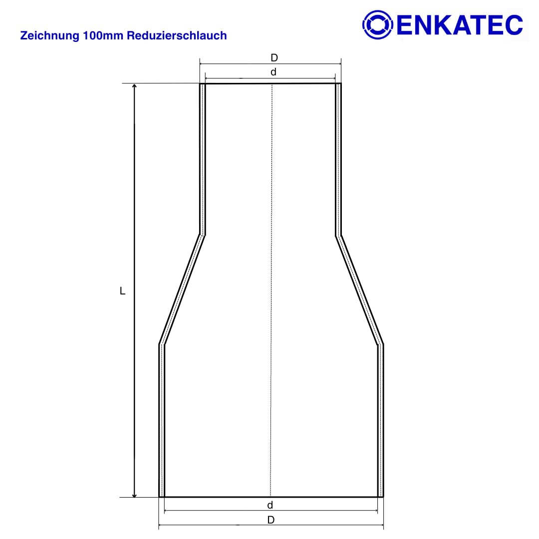 ENKATEC® 100mm Tubo Reductor de Silicona Negro ID 16-114mm 22-13mm