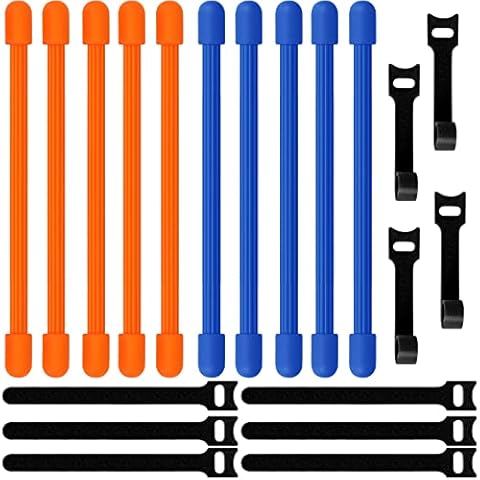 LVNRIDS 20 pcs Reusable Cable Ties, 6 inch 10 pcs Silicone Cable Twist Tie with 10 pcs Velcro Cable Ties Hook and Loop, Cable Management Wire Tie for Organizing Home Office Laptop PC Cover