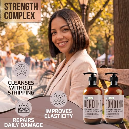 Image of Bonding Repair Shampoo and Conditioner Set - Sulfate Free, Frizz Control for Dry, Damaged Hair - Bond Hydrating Salon Formula - Deep Conditioning Care for Women and Men - 16 Fl Oz (Set of 2)