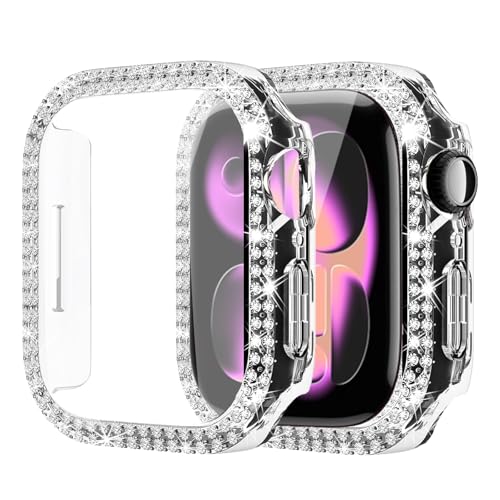 UIUIKA For Apple Watch ��p�J�o�[ 45mm �A�b�v���E�H�b�`�ی�P�[�X �Ή� Series 9/8/7 �_�u���_�C�������h 3D���p�G�b�W �h�� �����E�Ռ��E�X�N���b�`�h�~ �����ߗ� �w��h�~ (�N���A�C45mm)