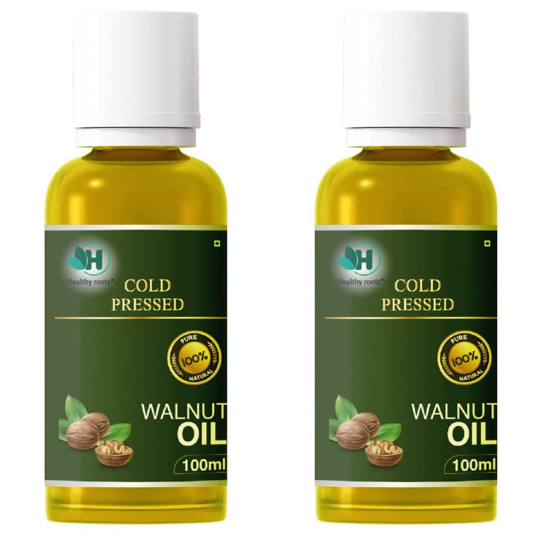 Healthy roots Cold Pressed Walnut Oil 100ml (Pack of 2) | Wood Pressed - Extracted on Wooden Churner | Kolhu/Kacchi Ghani/Chekku