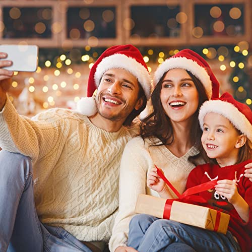 Image of Haomaomao Santa Hat for Adults /Kids /Baby Christmas Hat Red Velvet Holiday Unisex Xmas Hat for New Year Festive Festival Party