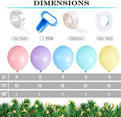 Yiran 109pcs Unicorn Balloon Garland Arch Kit Multicolor 16ft Long Macaron Balloons Pastel Rainbow Balloons for Birthday Party Wedding Anniversaries & Celebration Background Decorations for Girls Kids