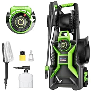 Pressure Washers with Adjustable Pressure Switch,2200W Max 160Bar Jet washers Pressure Washers with Hose Reel,Brush,Adjustable Nozzle,Foam Cannon, Power Washer for Cars, Fences, Patios and Driveway