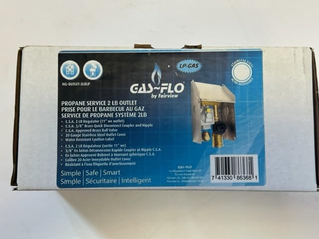 NG-OUTLET-2LB is a Gas Outlet box for 2psi Gas with Stainless Steel Cover