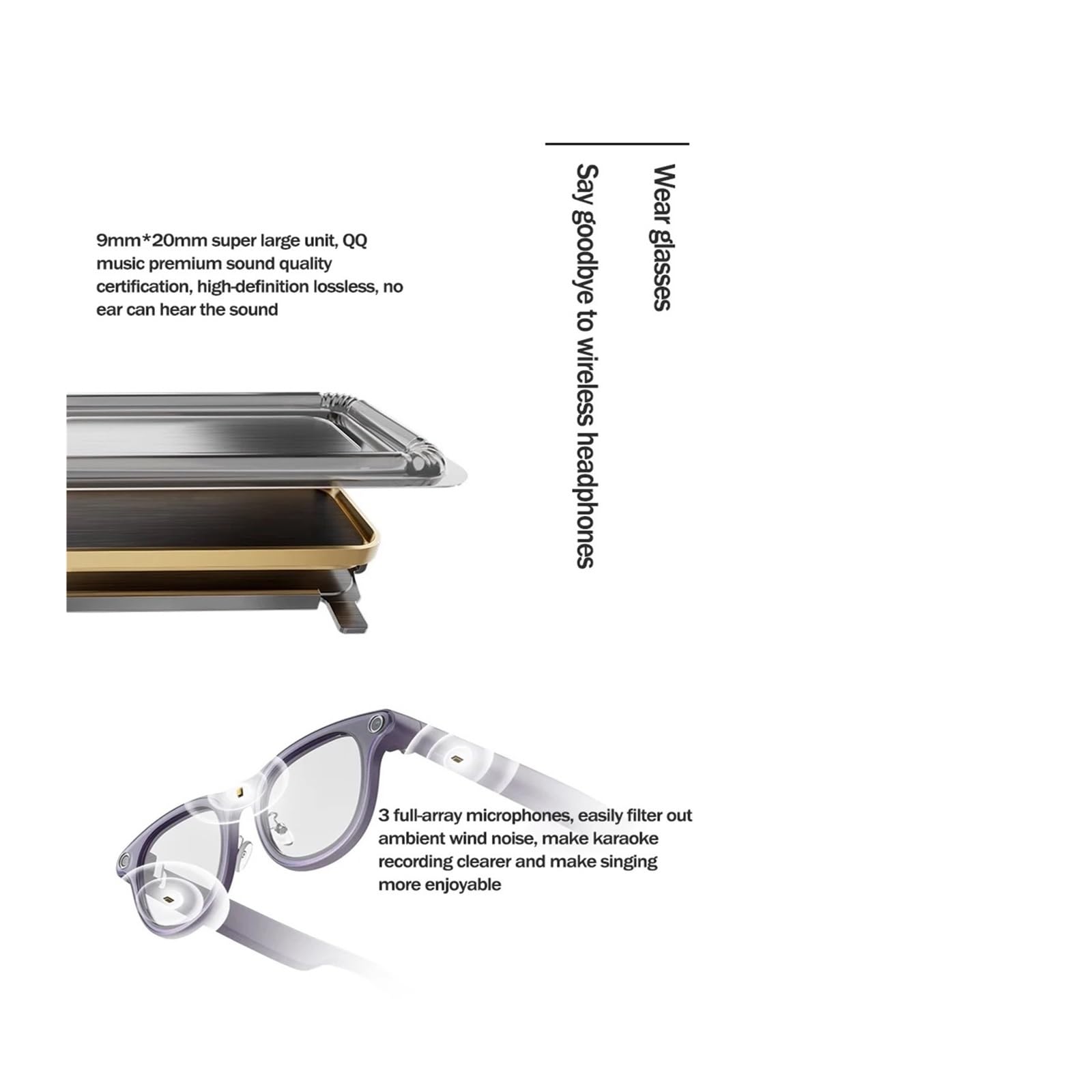 Gafas Inteligentes RayNeo V3 Slim con IA for fotografía, inalámbricas, compatibles con Auriculares inalámbricos y micrófono.(Black)