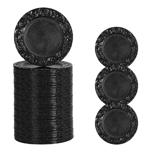150 platos cargadores redondos reutilizables 13 pulg negro