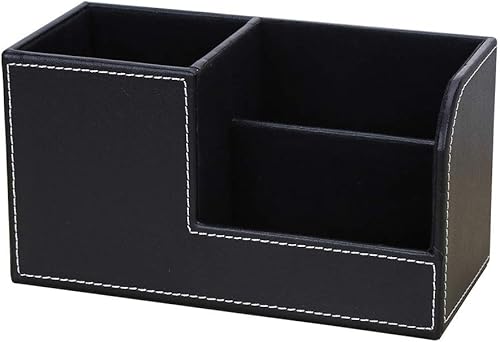 Miniatura 5 de Organizador de escritorio multifunción de cuero, caja de almacenamiento para bolígrafos, lápices, teléfono celular, tarjetas de nombre comercial,