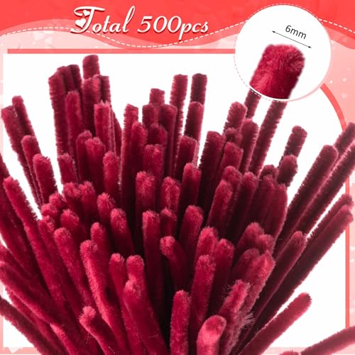 Image of Peryiter 500 Pcs Pipe Cleaners for DIY Flower Bouquets, Chenille Stems for Graduation Bouquet Crafts, Fuzzy Sticks for Handmade Flowers, DIY Gift, Art Projects(Red,12 Inch)