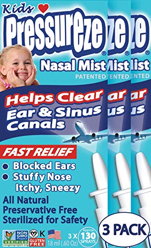 Pressureze Nasal Spray Mist for Kids 18 ml -130 Sprays Each (3 Pack)