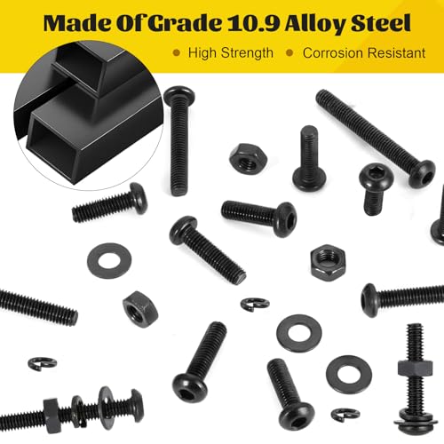 Image of 1080PCS M3 Screws Assortment Kit, M3x6 /8 /10 /12 /16 /20 /25 /30 mm Hex Button Head Screw, Nuts & Washers Assorted Set - 10.9 Alloy Steel Black Zinc Plated Bolts for 3D Printer, DIY