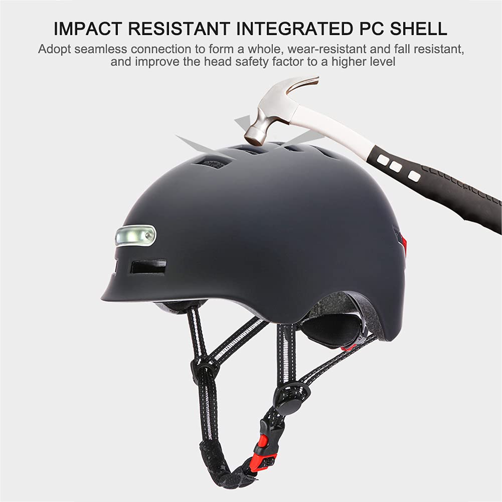 Starnearby Casque de Vélo vec Lumière LED pour Adultes Hommes Femmes Clignotant Casque pour Trottinette électrique Casque pour Roller, Scooter, Hoverbaord, Skateboard, Skate, Vélo