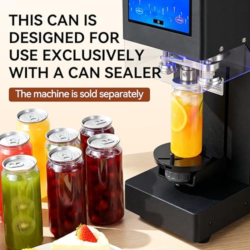 Image of 100-Pack Plastic Juice Bottles with Caps Empty Soda Cans with Aluminum Lids for Smothies, Boba, Beer - Only Compatible with Can Sealers (16.9oz /500ml)