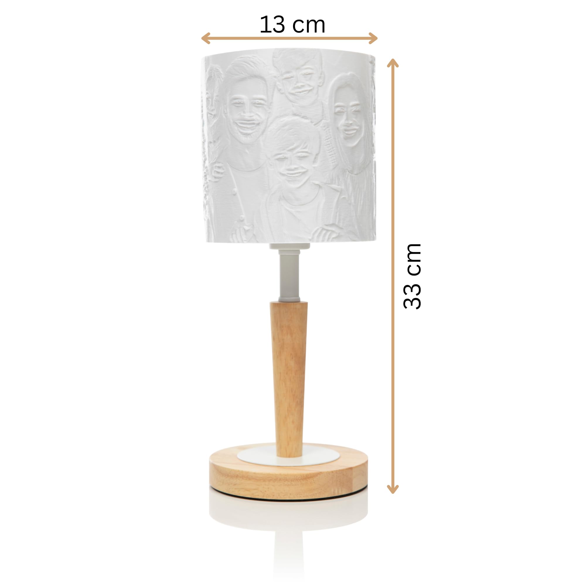COZY LOOM Lampe mit eigenen Fotos inkl. LED Leuchtmittel – Tischlampe mit Holzfuß – Perfekte Geschenkidee für Weihnachten, Geburtstag, Valentinstag, Hochzeit (Schirm mit 3 Fotos)