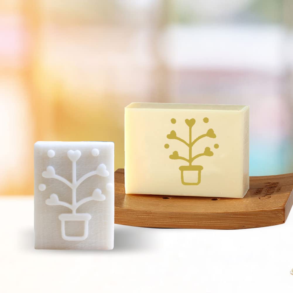 XMB DIY Handmade Soap Soap Stamp White Resin Soap Various Patterns Printed Handmade Soapa Chapter Personalized Resin Mini Stamp Mini Seal (Potted Plants) (CQ)