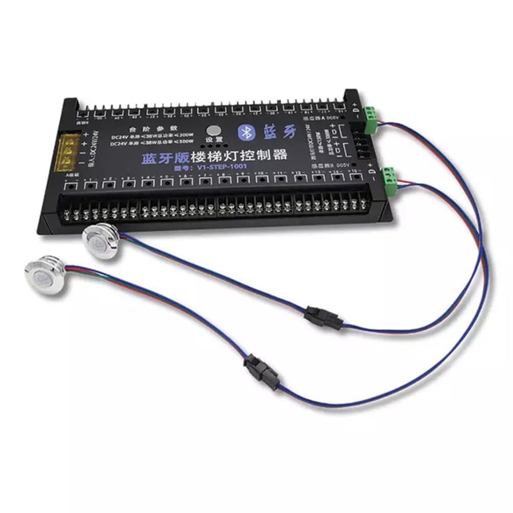 Control de teléfono Pir sensor de movimiento controlador de luz de escalera DC12V 24V 30 pasos escalera LED controlador de luz