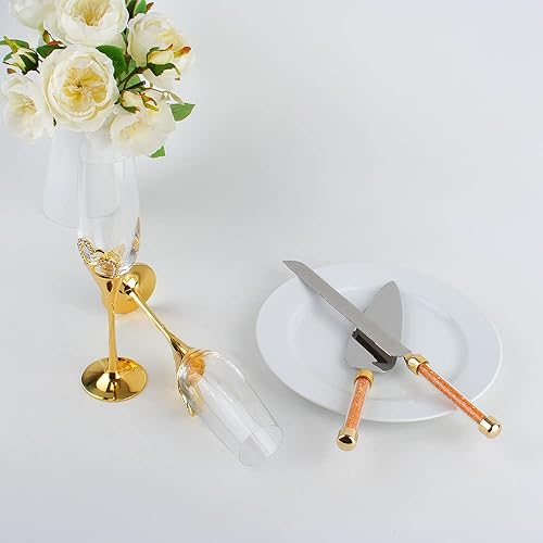 Miniatura 3 de Krezy Case Copas de boda grabadas para novia y novio, flautas de champán con caja, juego de flautas de champán con corazón personalizado, juego de