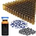 10ml Amber Glass Vials with Plastic-Aluminum Caps and Rubber Stoppers, 100 Pack, 20mm Flat Bottom Headspace Lab Vial(Amber)