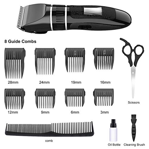 Tagliacapelli professionale Tagliacapelli a batteria, display a colori LCD, tagliacapelli barba e corpo per uomo e famiglia, lame in titanio e ceramica, ricaricabile