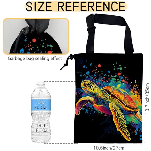 Image of Watercolor Sea Turtle Car Garbage Bag, Small Car Trash Bag Hanging Back of Seat,Drawstring Car Trash Bag with Adjustable Buckle,Car Accessories for Camping Travelling