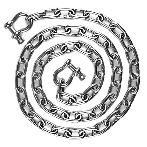 HarborCraft 6 Foot Stainless Steel 316 Anchor Chain 5/16