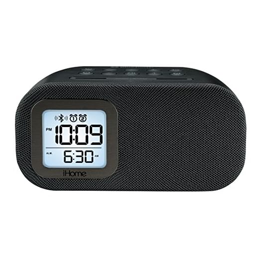 iHome iBT210B Bluetooth Dual Alarm FM Clock Radio with Speakerphone and USB Charging - Black