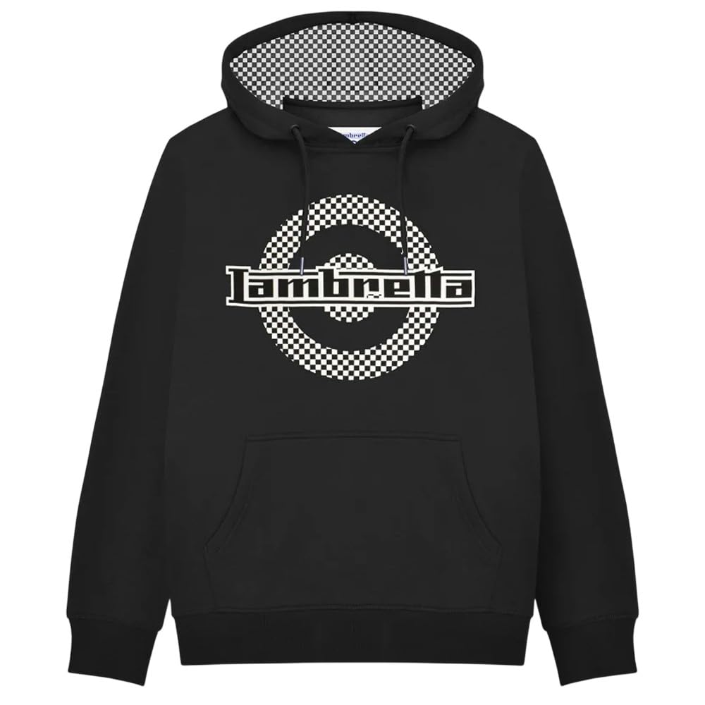 Lambretta Men's Black Check Target Hoodie (Uk, Alpha, Xxl, Regular, Regular, )