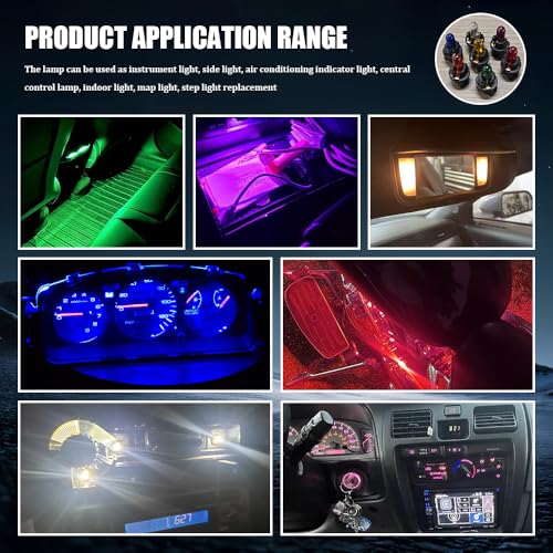 QZTYTY 10PCS Halogen Instrument Cluster Bulbs Kit, Dashboard Lights for Car, 12V High Brightness Dash Lights Dash Bulbs, Universal Automotive Interior dashboard Accessories for Most Vehicles (Purple)