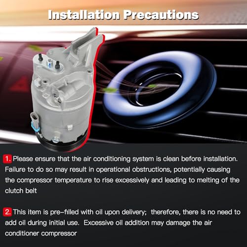 Image of Air Conditioning Compressor for Buick Allure LaCrosse for Chevrolet Impala | for Chevrolet Monte Carlo 3.8L 2004-2005 Replaces AC Compressor for Car 6 Grooves