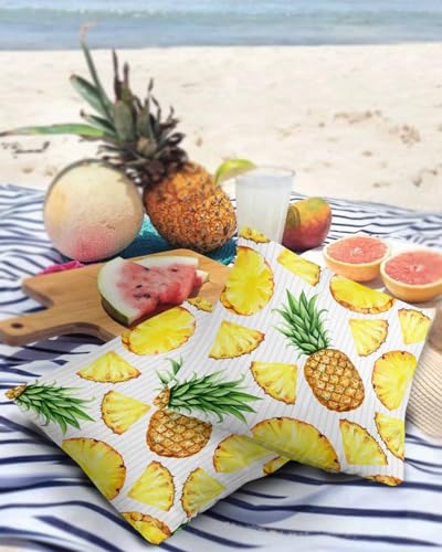 Exotic Pineapples Outdoor Pillow Covers Waterproof,All Weather Cushion Case Set of 2 Decorative Pillowcases for Sofa Couch Bed Decor Patio Furniture 18